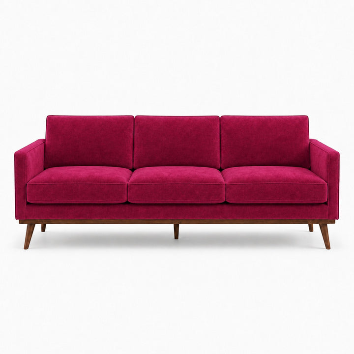 Gian Fabric in color Wine made on a sofa is a Solid Shiny Velvet Fabric that is good for Drapery & Curtain Fabric and Upholstery Fabric