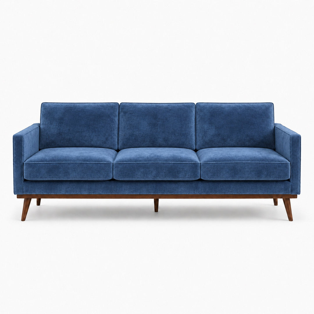 Gian Fabric in color Ocean made on a sofa is a Solid Shiny Velvet Fabric that is good for Drapery & Curtain Fabric and Upholstery Fabric
