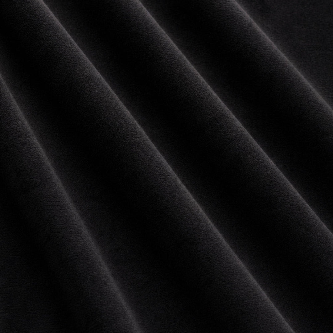 Gian Fabric in color Black that has a wavy look is a Solid Shiny Velvet Fabric that is good for Drapery & Curtain Fabric and Upholstery Fabric