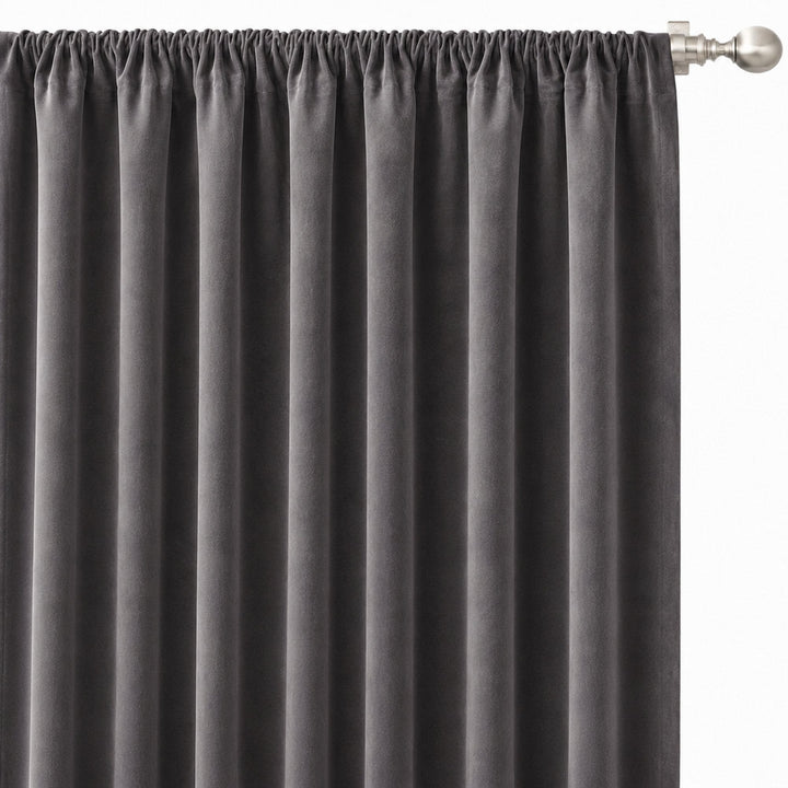 Gian Fabric in color Pewter made as a drapery is a Solid Shiny Velvet Fabric that is good for Drapery & Curtain Fabric and Upholstery Fabric
