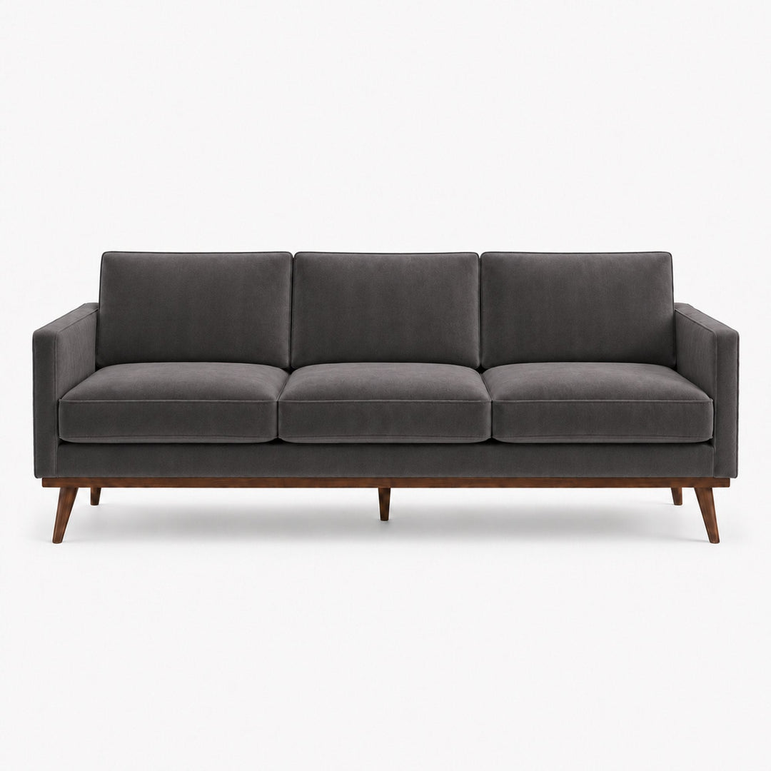 Gian Fabric in color Pewter made on a sofa is a Solid Shiny Velvet Fabric that is good for Drapery & Curtain Fabric and Upholstery Fabric
