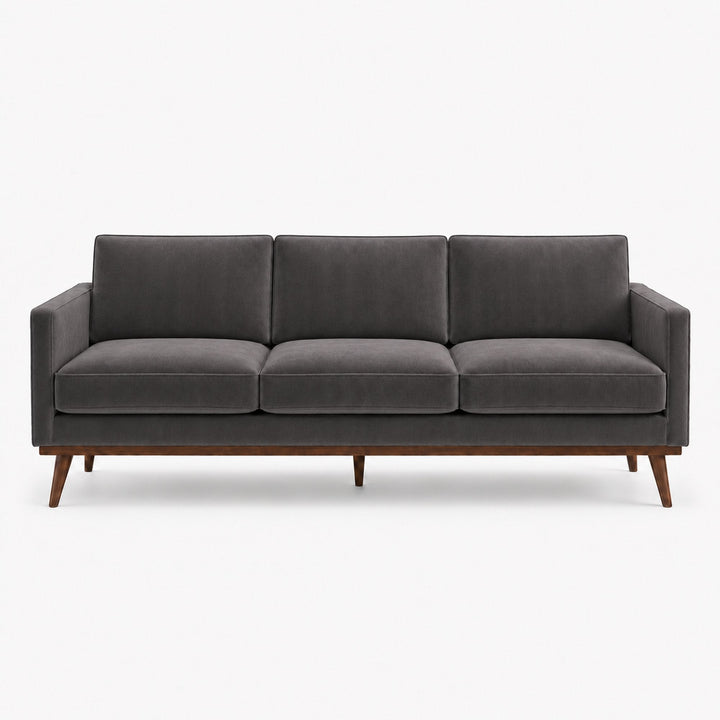 Gian Fabric in color Pewter made on a sofa is a Solid Shiny Velvet Fabric that is good for Drapery & Curtain Fabric and Upholstery Fabric