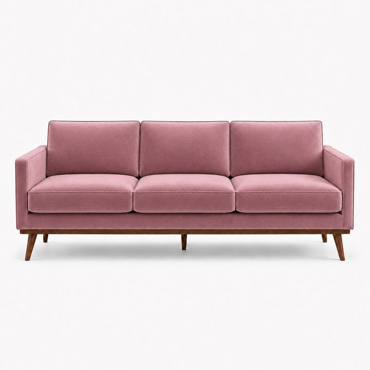 Gian Fabric in color Amethyst made on a sofa is a Solid Shiny Velvet Fabric that is good for Drapery & Curtain Fabric and Upholstery Fabric