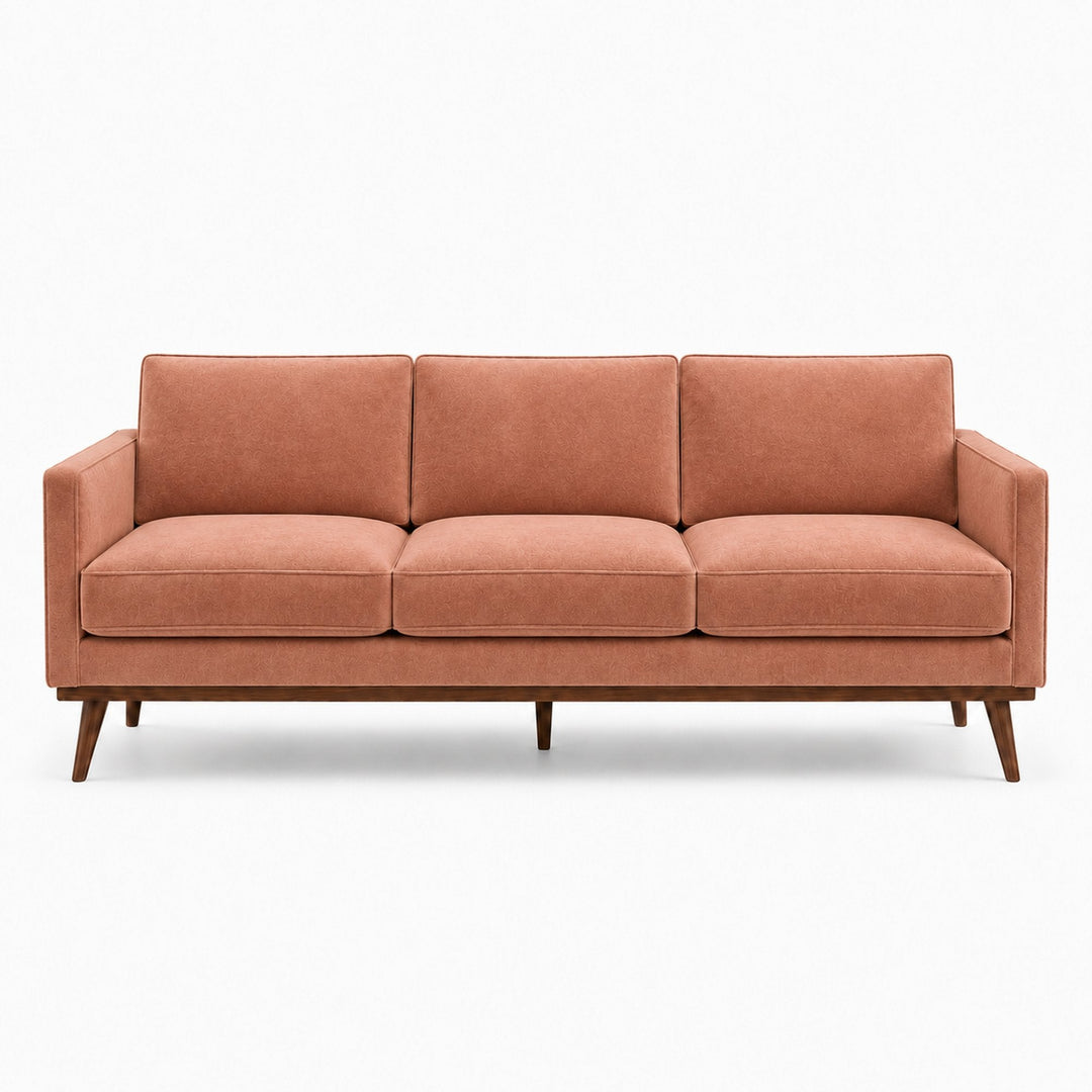 Gian Fabric in color Rose made on a sofa is a Solid Shiny Velvet Fabric that is good for Drapery & Curtain Fabric and Upholstery Fabric