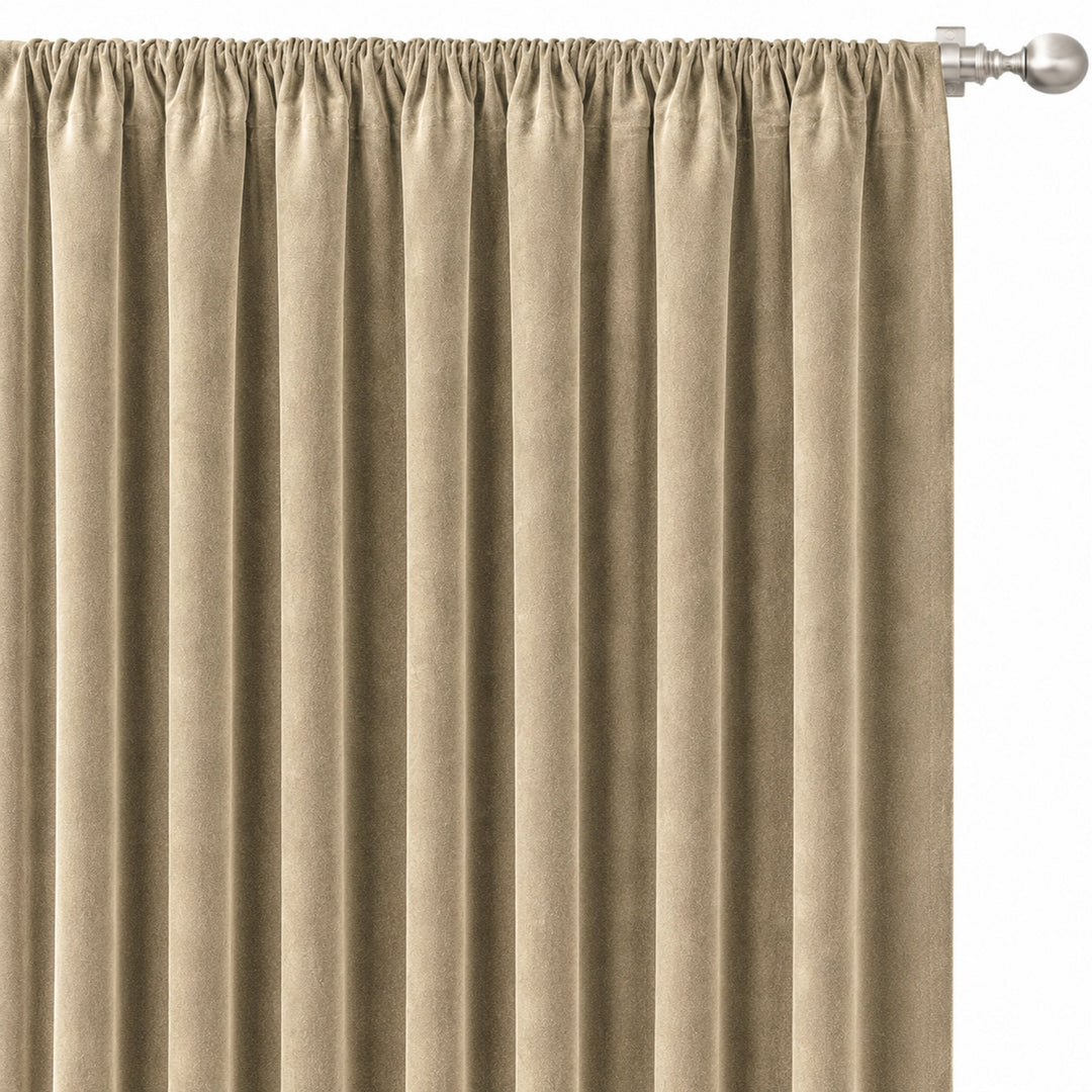 Gian Fabric in color Champagne made as a drapery is a Solid Shiny Velvet Fabric that is good for Drapery & Curtain Fabric and Upholstery Fabric