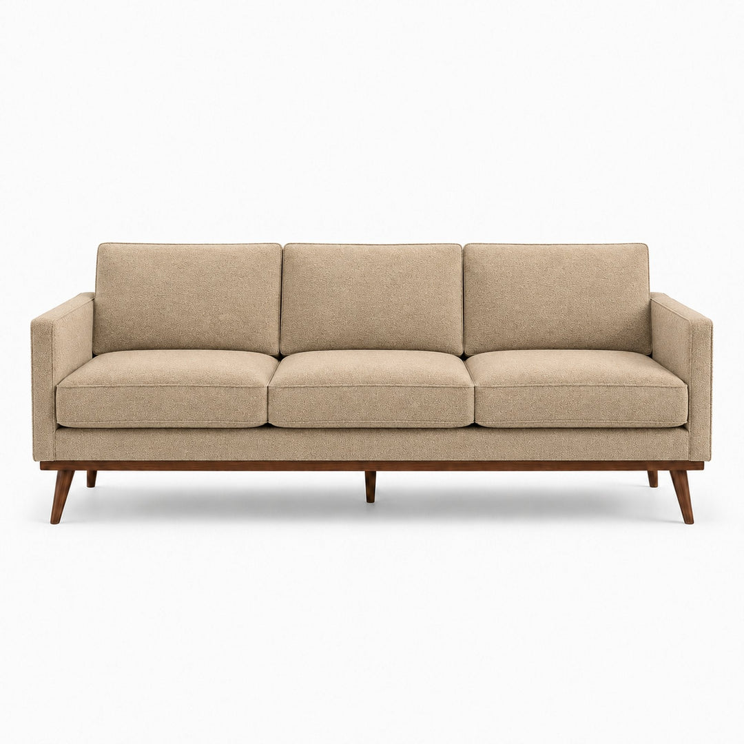 Gian Fabric in color Champagne made on a sofa is a Solid Shiny Velvet Fabric that is good for Drapery & Curtain Fabric and Upholstery Fabric
