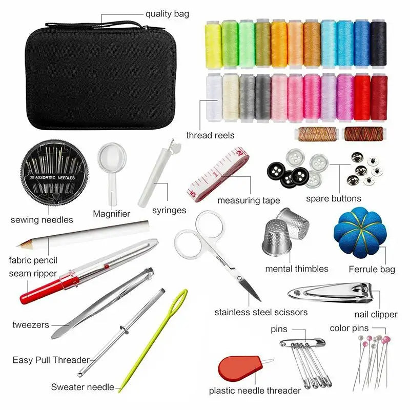 Complete Sewing Set with Threads, Needles and Scissors