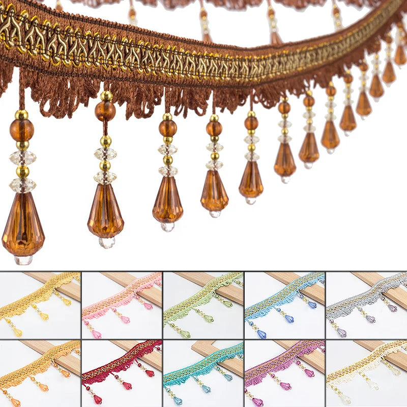 12 Yard / 12 Colors / Tosmiea Beaded Tassel Fringe Trim