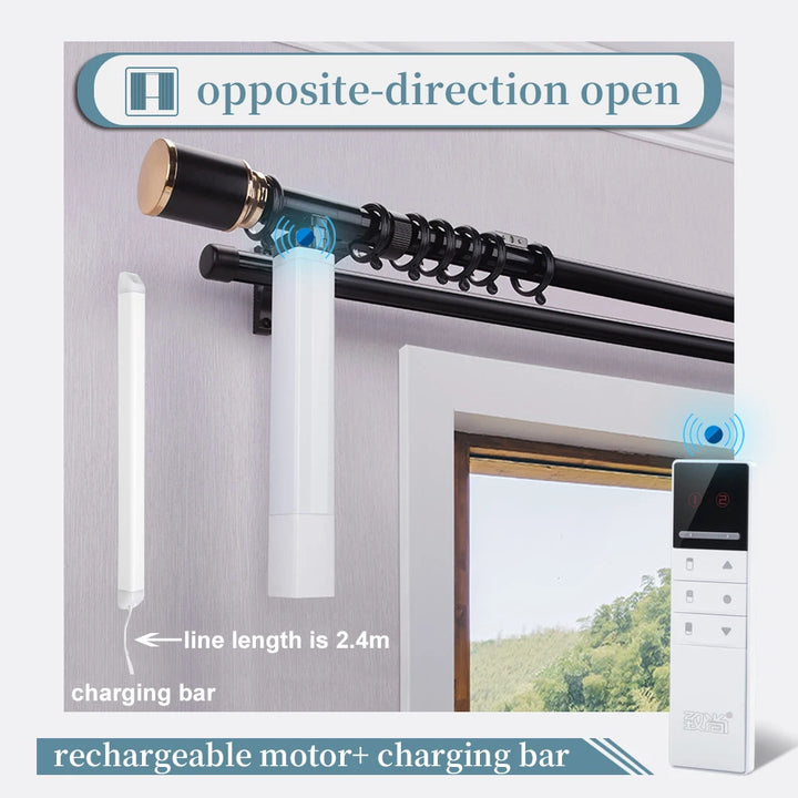 Motorized Double Curtain Tracks Rods