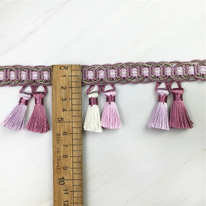 12 Yards / 8 Colors / DORIAN Beaded Ball Tassel Fringe Trim