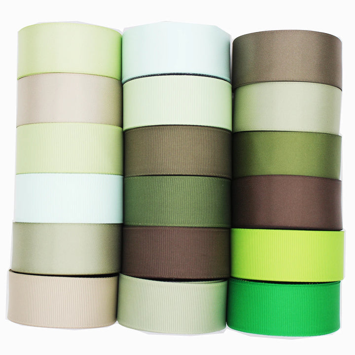 5 Yards / Green Tone Grosgrain Satin Decoration Ribbon Tape