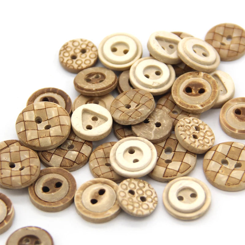 Casiex 30pcs Mixed Flower Carved Wooden Button - 30 PC