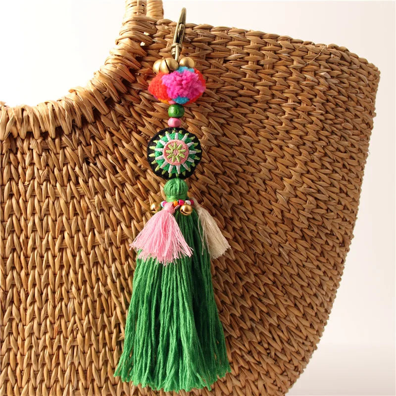 Norelle Flower Wooden Beads With Pompom Tassel