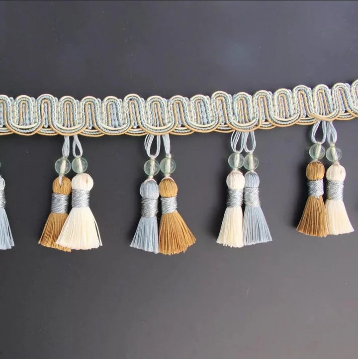 6 Yards / 7 Colors / Delroy Beaded Ball Tassel Fringe Trim