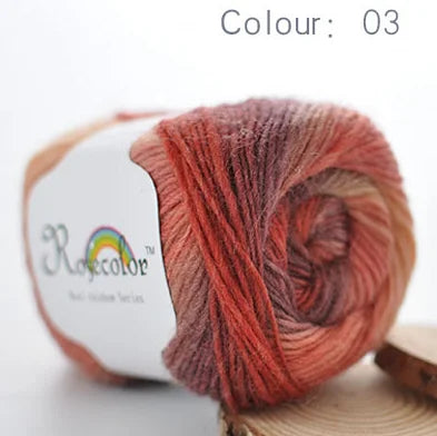 100% Wool Yarn Rainbow Color for Hand Knitting Crochet