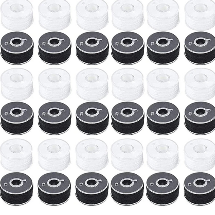 5PC / Black White PVC Sewing Thread Bobbins Set