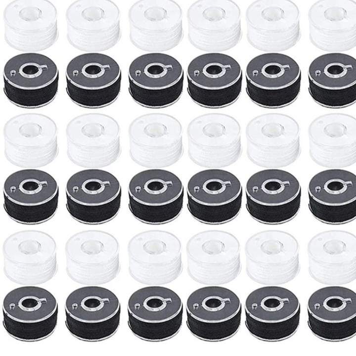 5PC / Black White PVC Sewing Thread Bobbins Set