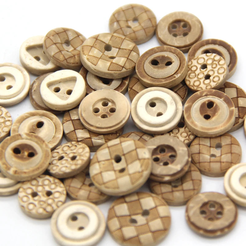 Casiex 30pcs Mixed Flower Carved Wooden Button - 30 PC