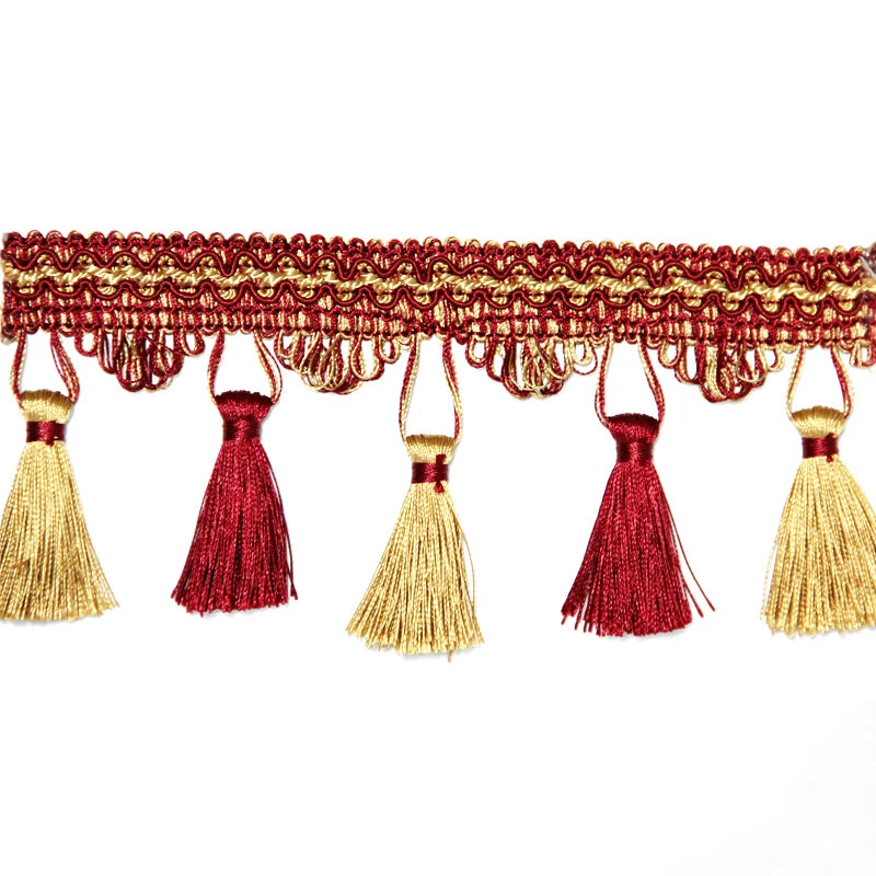 6 Yards / 10 Colors / Gable Beaded Ball Tassel Fringe Trim