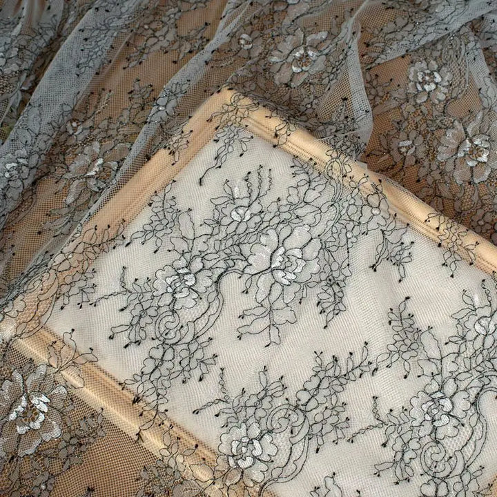 3 Yards / 2 Colors / Nivelle Embroidery Eyelash Lace