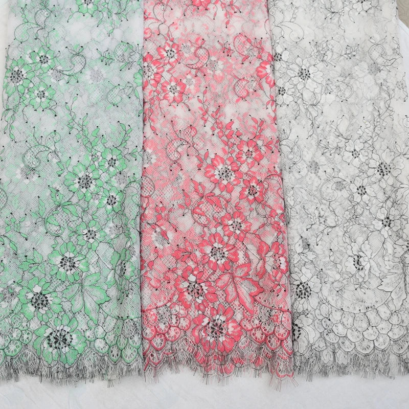 3 Yards / 7 Colors / Florisse Embroidery Eyelash Lace