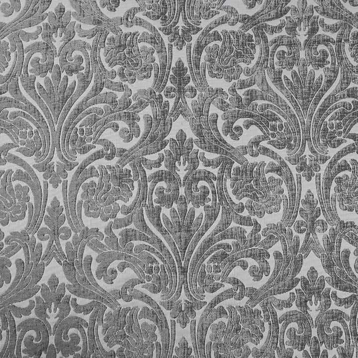 Avenir Gray Two Tone Large Damask Flower Chenille Fabric