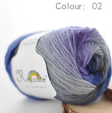 100% Wool Yarn Rainbow Color for Hand Knitting Crochet