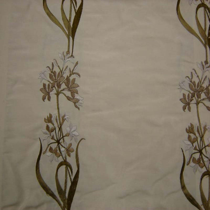 Nolvane Floral Embroidered Silk Fabric in Oyster