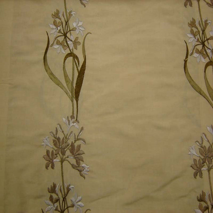 Nolvane Floral Embroidered Silk Fabric in Taupe