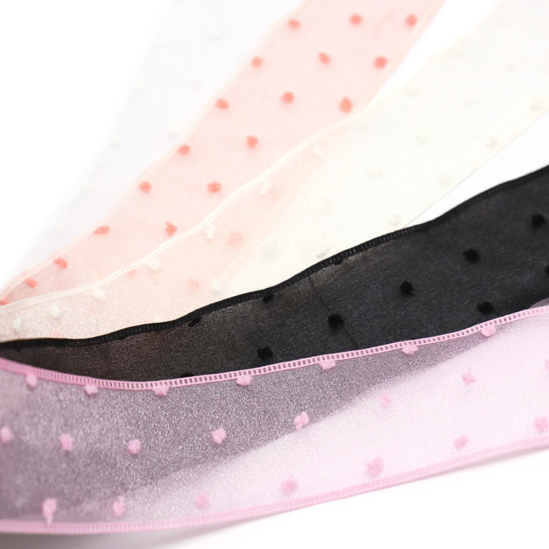 5 Yards / Dot Printed Double Layer Organza Ribbon