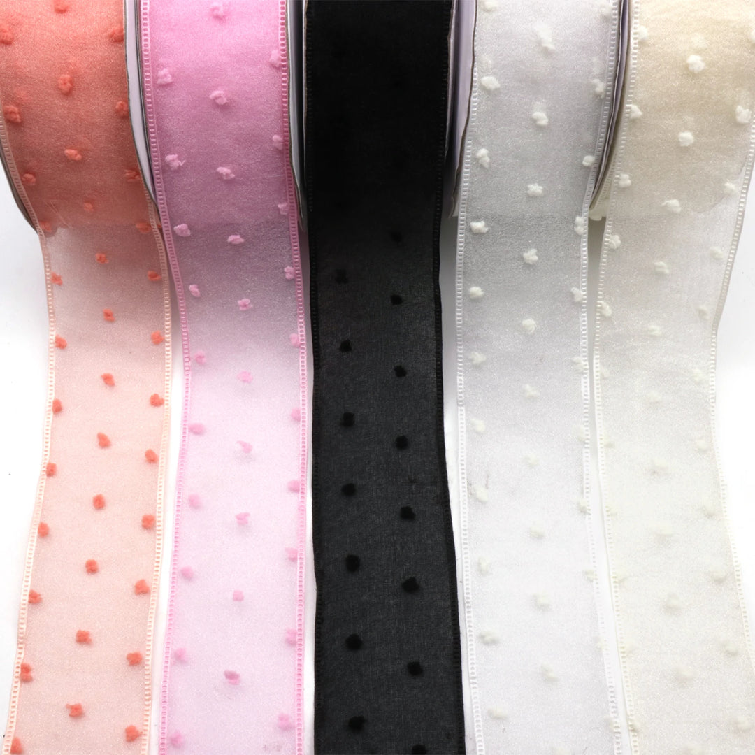 5 Yards / Dot Printed Double Layer Organza Ribbon