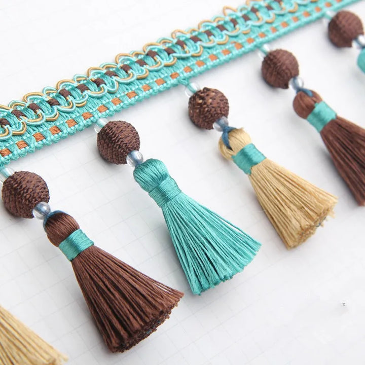 11 Yards / 7 Colors / TIAGO Beaded Ball Tassel Fringe Trim