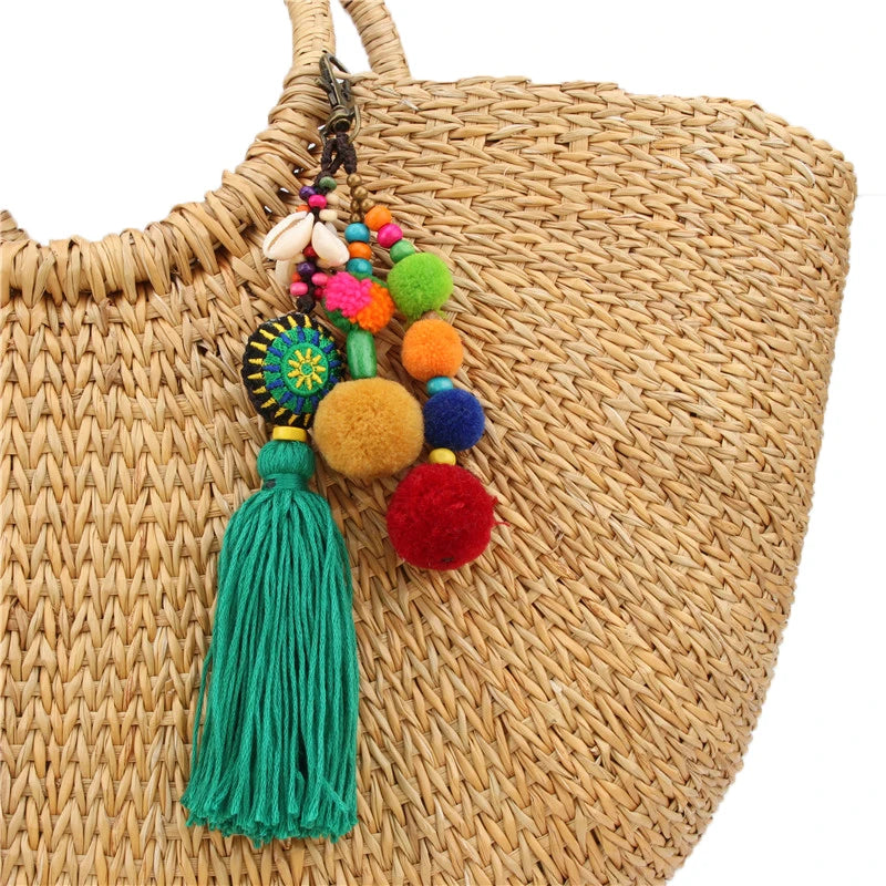 Norelle Flower Wooden Beads With Pompom Tassel