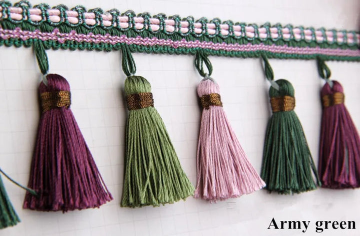 12 Yards / 9 Colors / AYDEN Beaded Ball Tassel Fringe Trim