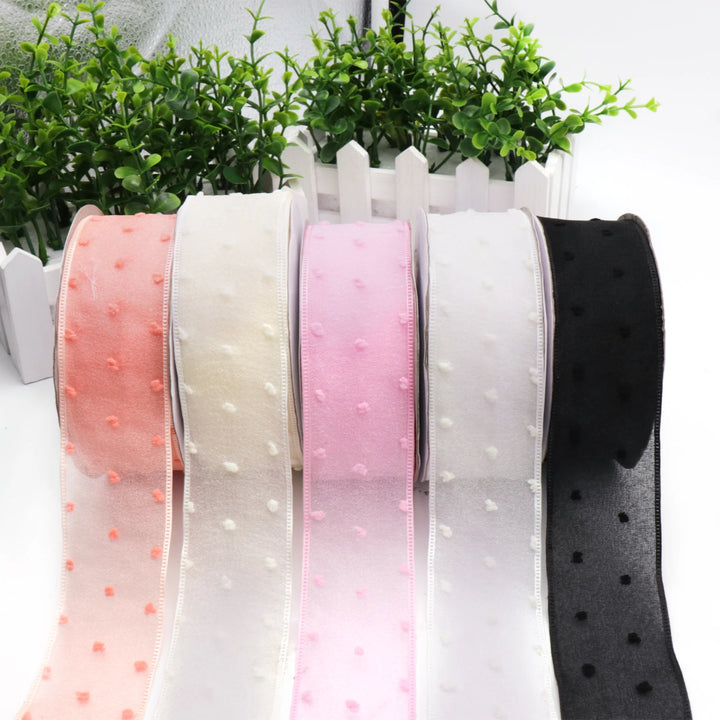 5 Yards / Dot Printed Double Layer Organza Ribbon