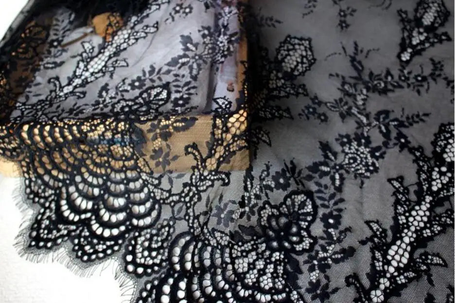 3 YARDS / 2 Colors / Elvaris Embroidered Eyelash Lace