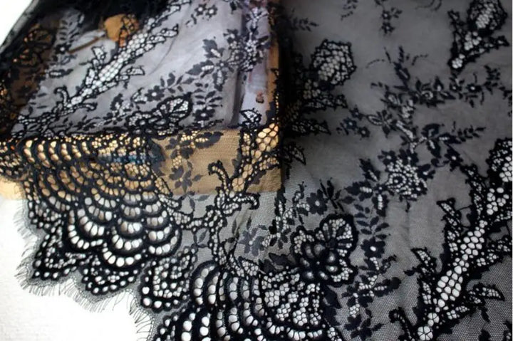 3 YARDS / 2 Colors / Elvaris Embroidered Eyelash Lace