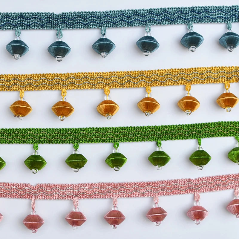 12 Yards / 10 Colors / NATHAN Beaded Ball Tassel Fringe Trim