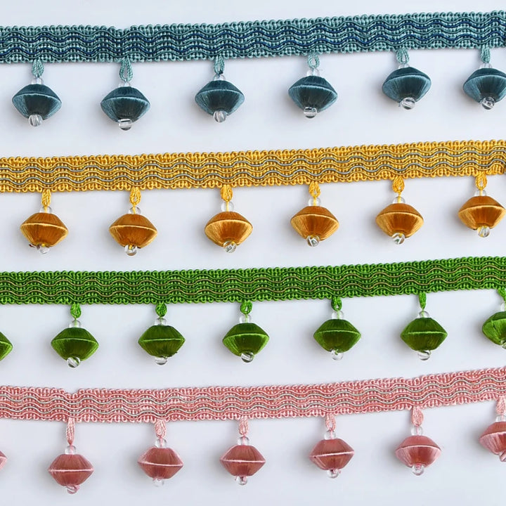 12 Yards / 10 Colors / NATHAN Beaded Ball Tassel Fringe Trim