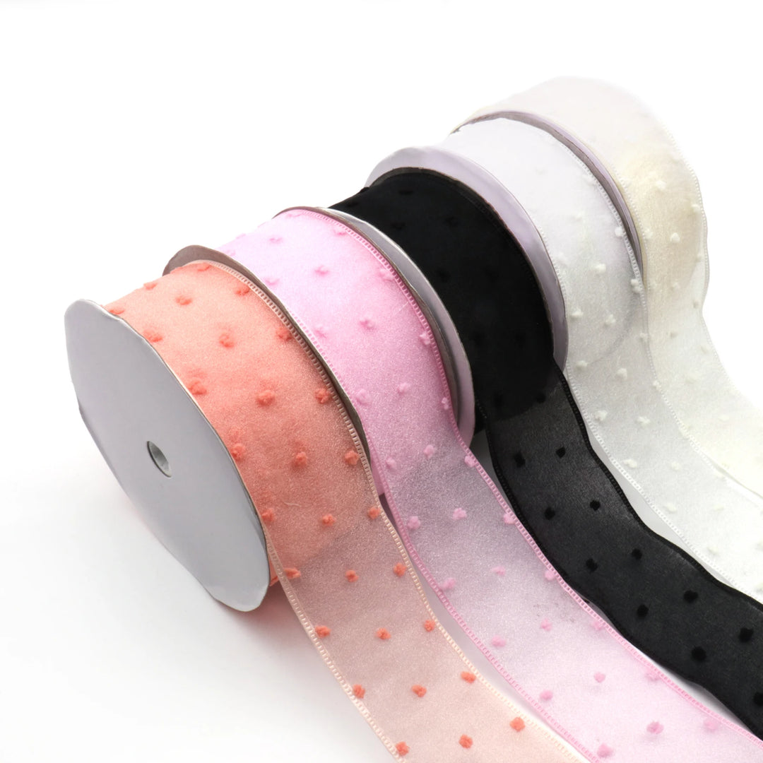 5 Yards / Dot Printed Double Layer Organza Ribbon