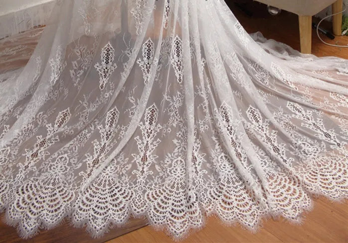 3 YARDS / 2 Colors / Elvaris Embroidered Eyelash Lace