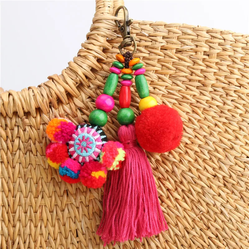 Norelle Flower Wooden Beads With Pompom Tassel