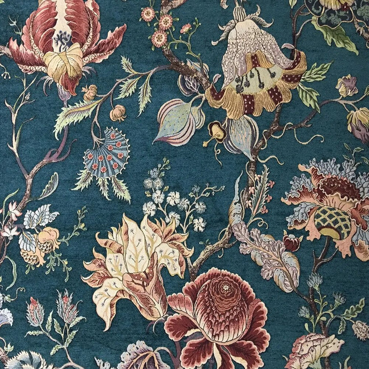 110" Wide Amasi Elegant Vintage Large Floral Flower Chenille Fabric