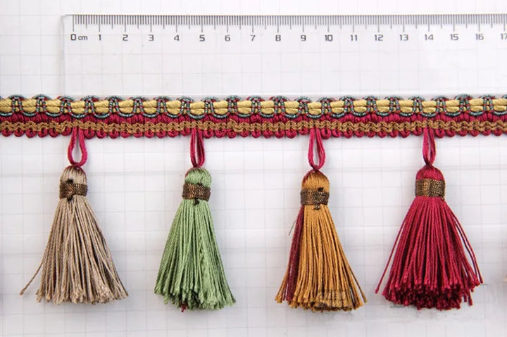 12 Yards / 9 Colors / AYDEN Beaded Ball Tassel Fringe Trim