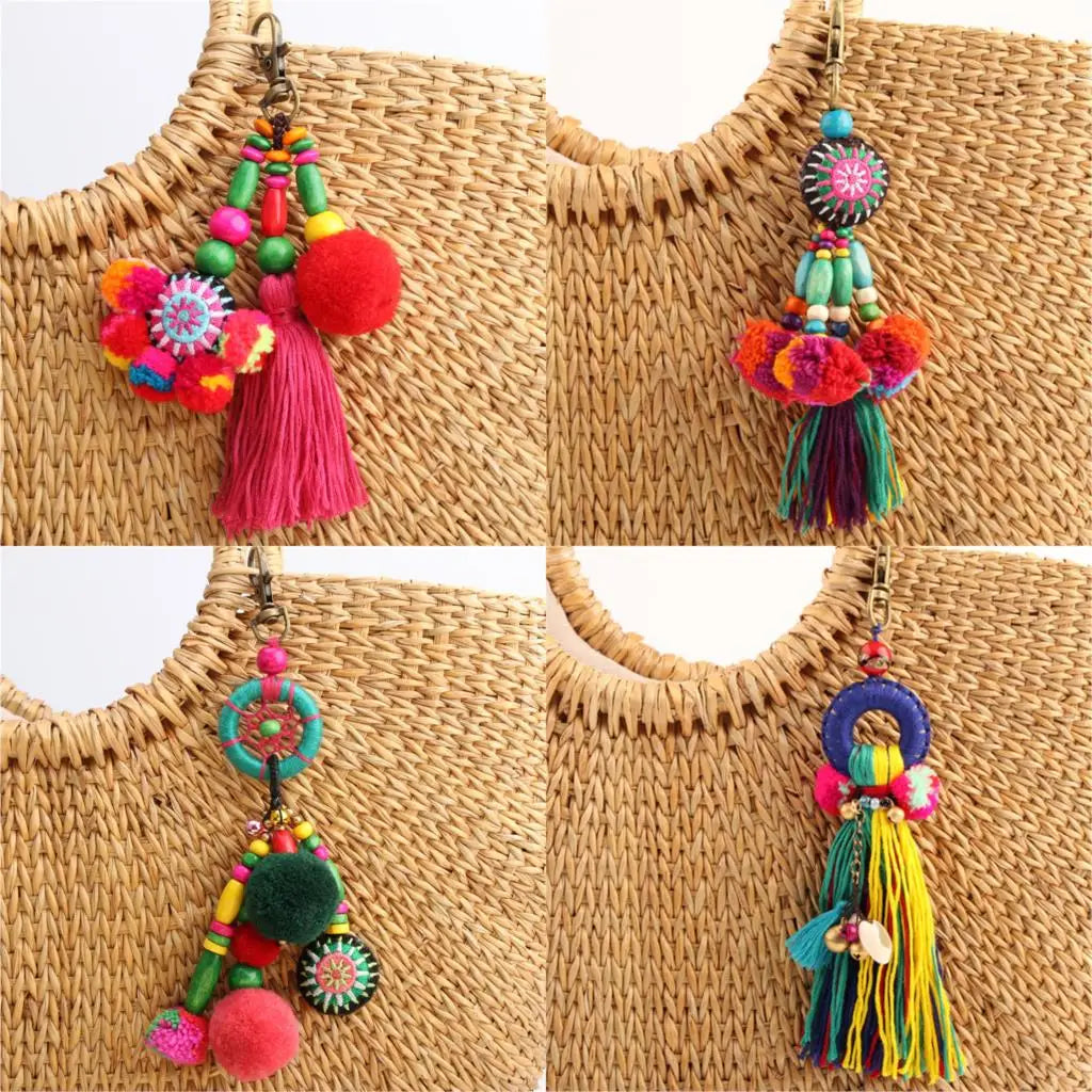 Norelle Flower Wooden Beads With Pompom Tassel