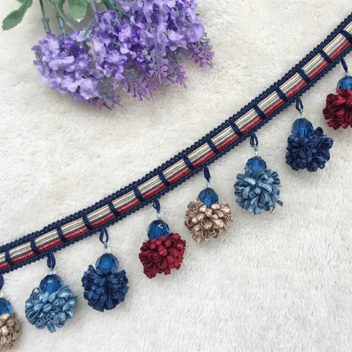 15 Yards / 10 Colors / ROBIN Beaded Ball Tassel Fringe Trim