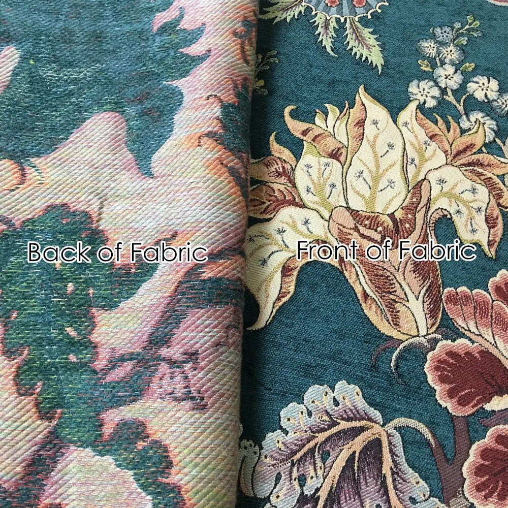110" Wide Amasi Elegant Vintage Large Floral Flower Chenille Fabric