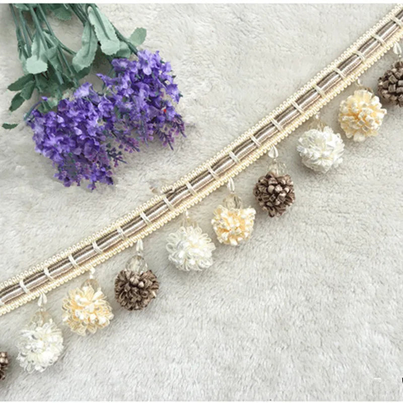 15 Yards / 10 Colors / ROBIN Beaded Ball Tassel Fringe Trim