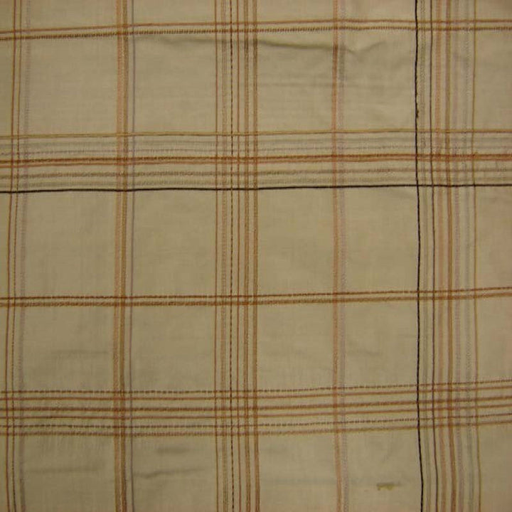 Oravelle Multi-Colored Stripe Plaid Silk Fabric in Biscuit