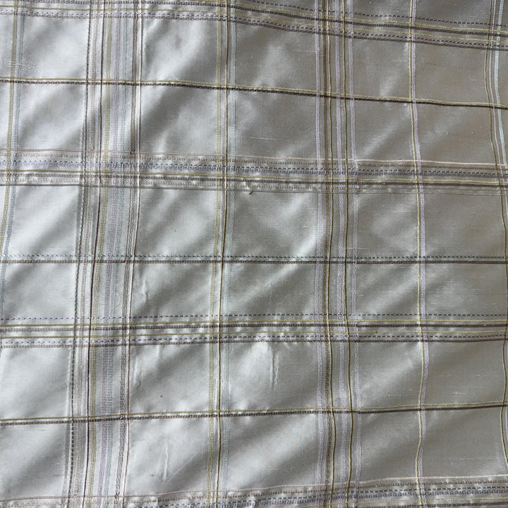Oravelle Multi-Colored Stripe Plaid Silk Fabric in Seamist